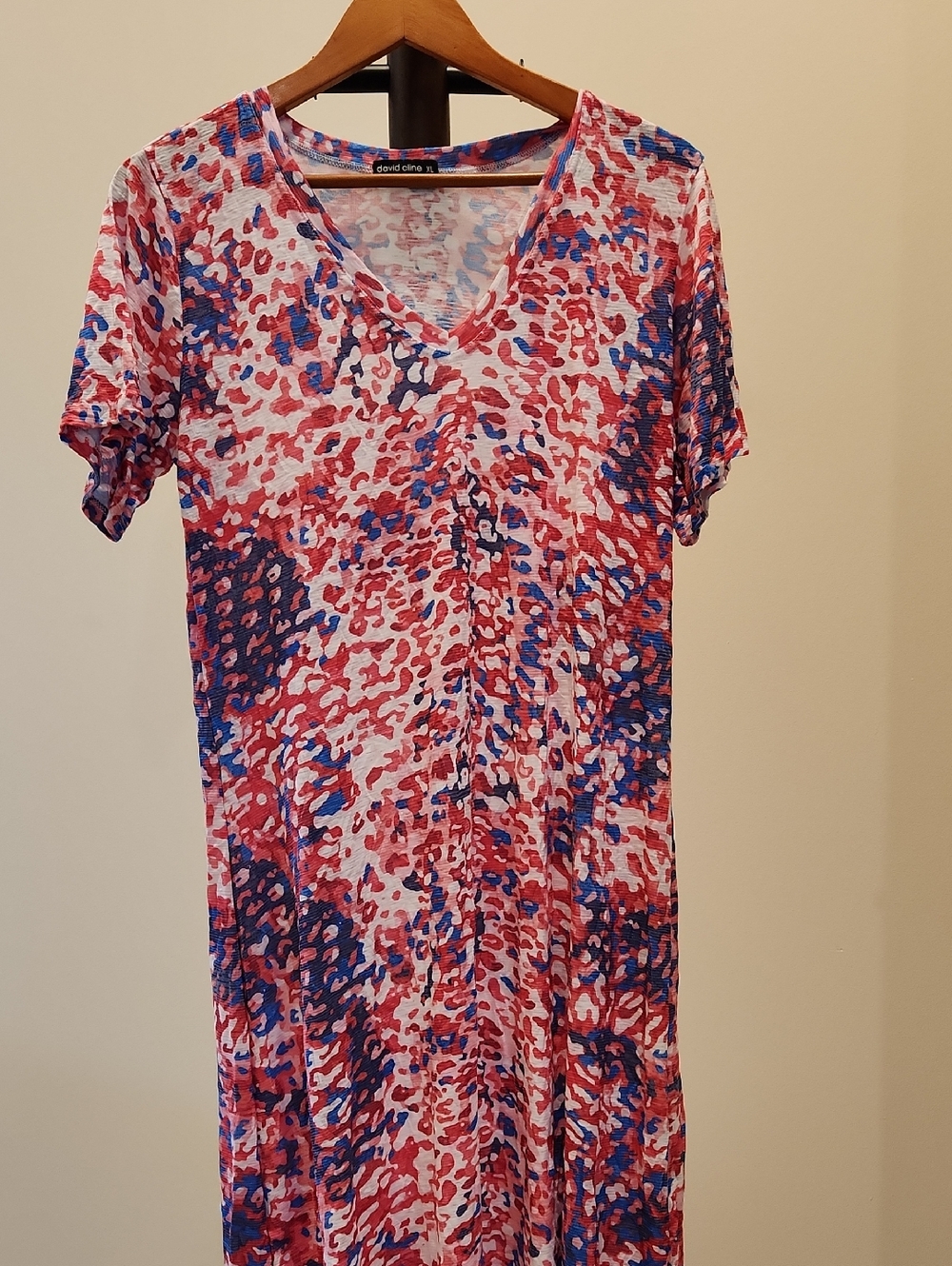 David Cline Red, Pink Blue & White V-Neck Tunic